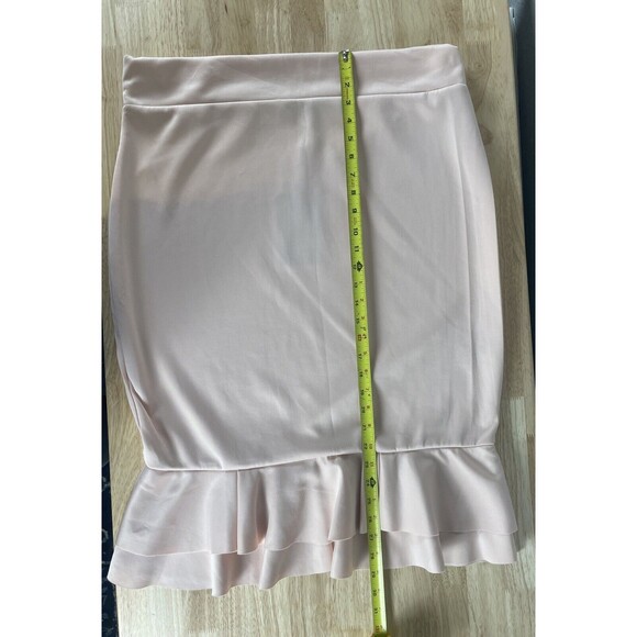 NWT Pretty Little Thing Pink Stretch Midi Skirt Ruffle Flounce Pull On Sz 18 - Picture 3 of 6